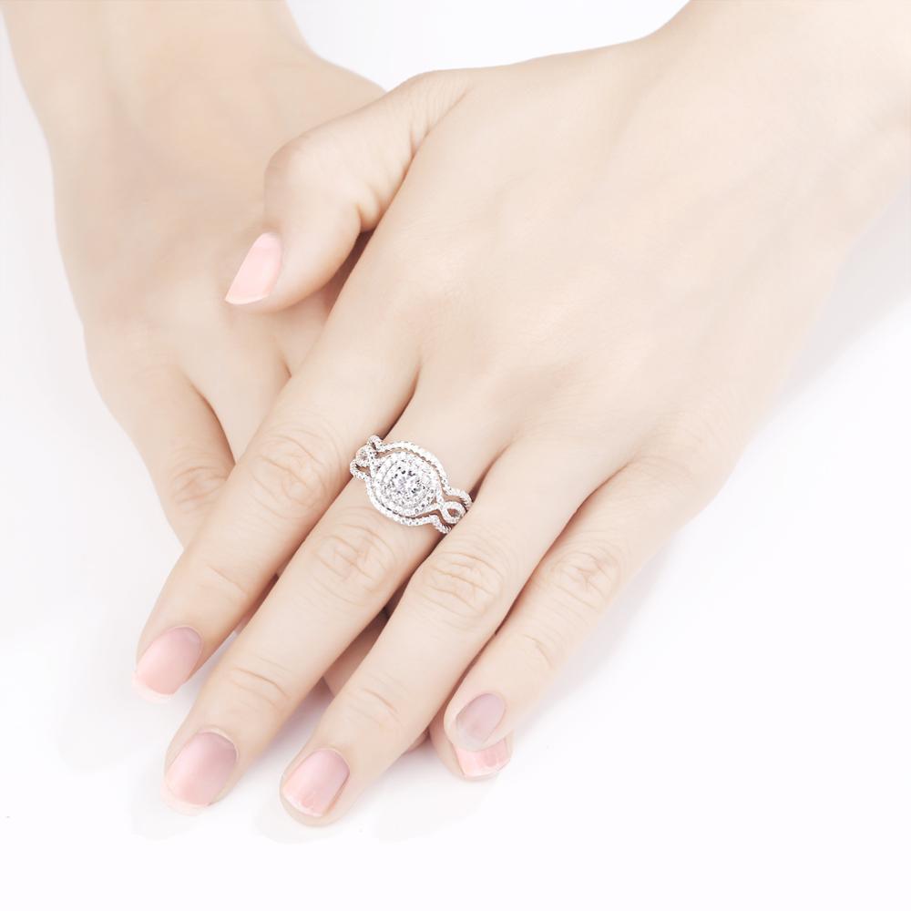 Anillos de boda de plata de ley de 2,1 quilates, 3 piezas de piedras CZ