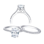 Cargar imagen en el visor de la galería, Juego de anillos de forma ovalada 2 piezas - Plata de ley 925 - 1.9Ct 5A CZ Banda recta
