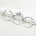 Cargar imagen en el visor de la galería, Anillos de boda de plata de ley de 2,1 quilates, 3 piezas de piedras CZ
