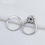 Load image into Gallery viewer, Sterling Silver Designer Ring Sets - Victorian Style Blue Side Stones -AAA CZ
